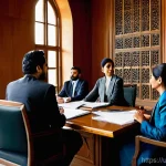 법무사 사무소와 로펌의 협업 사례 - **Prompt:** "A diverse group of lawyers, including both a seasoned local attorney with a warm, appro...