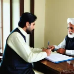 법무사 자격증 취득 과정 - **Prompt:** A serene and professional scene inside a modern yet culturally resonant Pakistani law of...