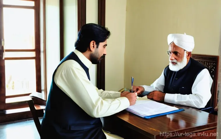 법무사 자격증 취득 과정 - **Prompt:** A serene and professional scene inside a modern yet culturally resonant Pakistani law of...